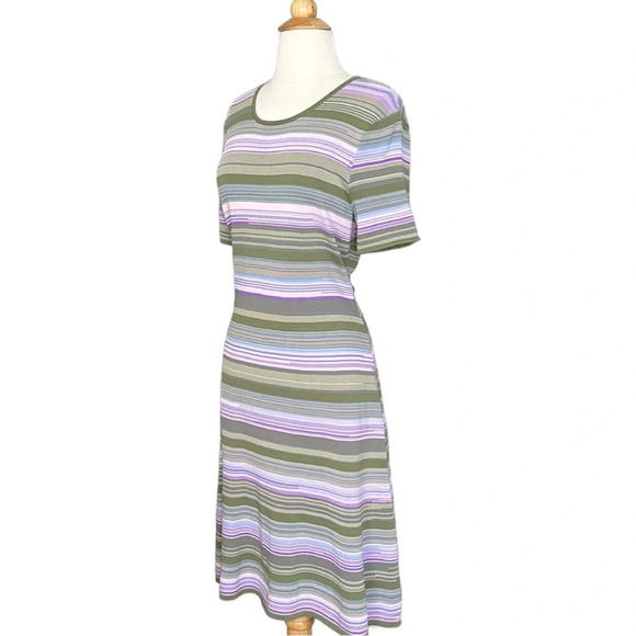 SHOSHANNA Adena Multi-Colored Stripe Knit Dress Retro Preppy Career, Size Large - Picture 7 of 16